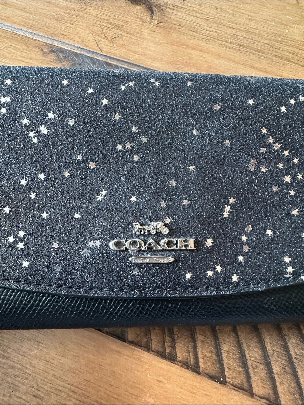 Coach Black Glitter Star Continental Wallet - Picture 6 of 6